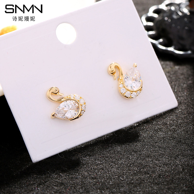 小天鹅女纯银简约冷淡风小巧潮耳钉 诗妮嫚妮耳钉