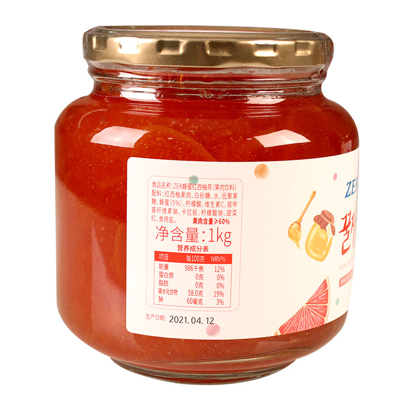 韩国进口zek原味百香果红西柚果酱 筋斗云食品蜂蜜果味茶