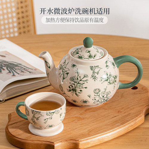 西比尔复古陶瓷茶壶茶杯套装耐高温家用下午茶咖啡杯碟高档礼盒 - 图0