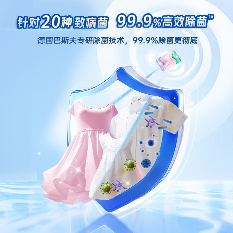 水卫仕粒粒净三腔洗衣凝珠持久留香除菌除螨三合一洗衣服去渍洁净