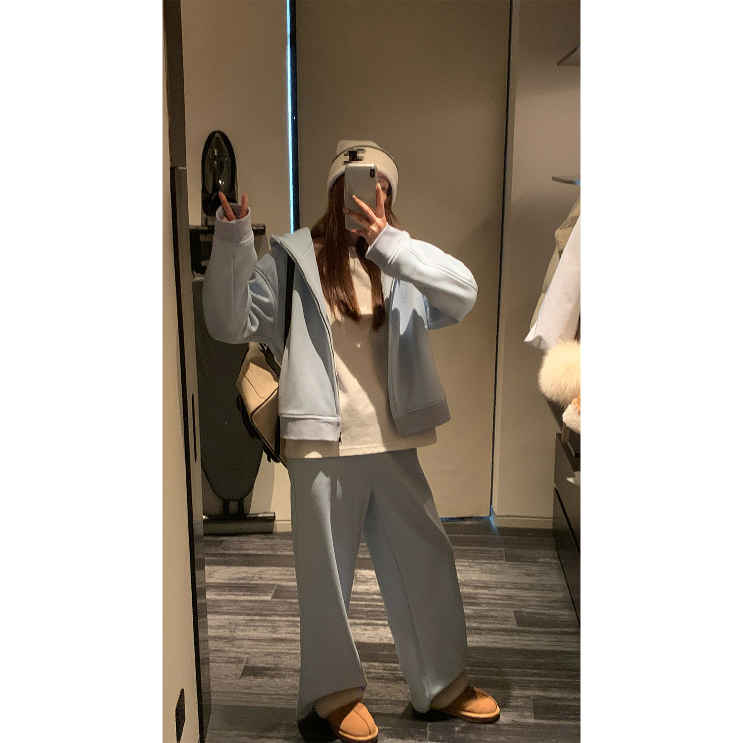 米花家【周末随记】连帽长袖卫衣开衫女休闲直筒阔腿裤运动套装,淘宝优惠券,粉丝福利购,淘宝优惠卷