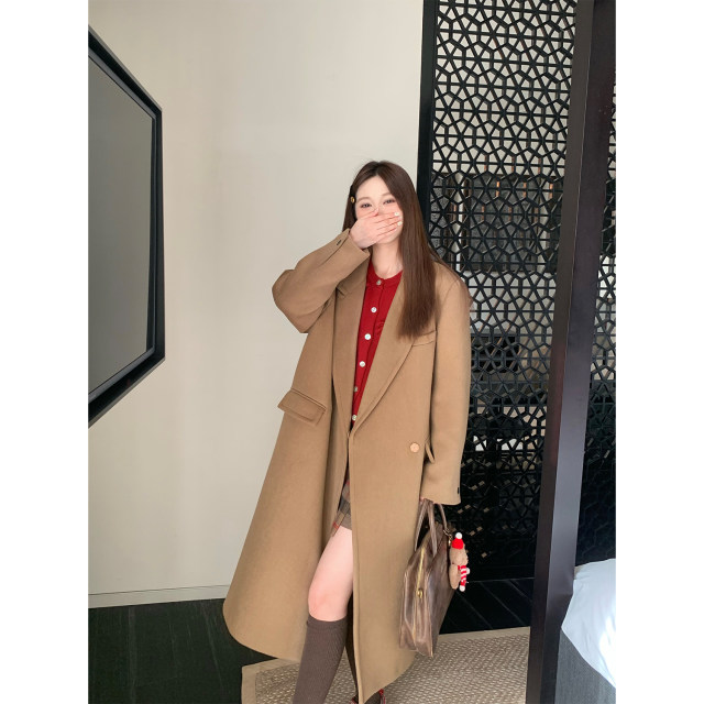 米花家【伦敦手记】小个子高级感毛呢外套女正肩中长款气质大衣