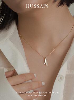 赫生HUSSAIN两面性简约项链轻奢小众设计高级感女士纯银锁骨颈链