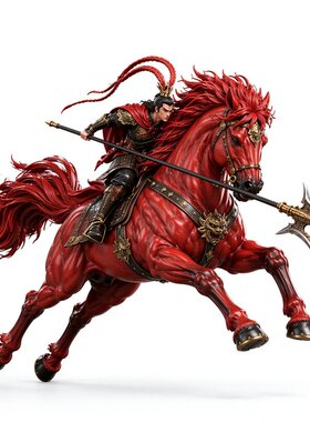 三国吕布赤兔马人中吕布国风武将塑像书房玄关霸气收藏装饰工艺品