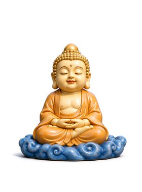 中式祥云Q版如来佛车载小佛祖汽车中控台摆件车内保平安出行装饰