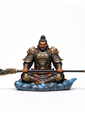新中式武将平安车载汽车中控台平安摆设办公室工位多位置装饰摆件