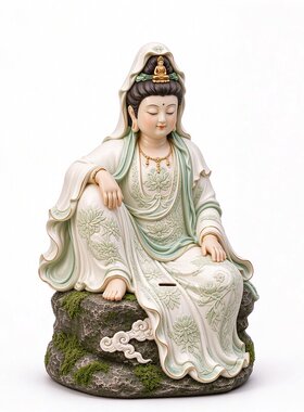 新中式自在观音存钱罐摆件禅意观自在菩萨投币储蓄罐玄关桌面礼品