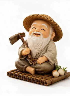 创意治愈老瓮中式茶桌摆件工位奶油风打工人解压好心情个性小摆设