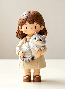 银金渐层猫咪治愈摆件女生礼物