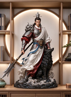 国潮二郎神哮天犬茶几摆件
