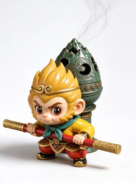 齐天大圣孙悟空博山炉香薰摆件新中式茶室盘香炉悟空桌面禅意香道
