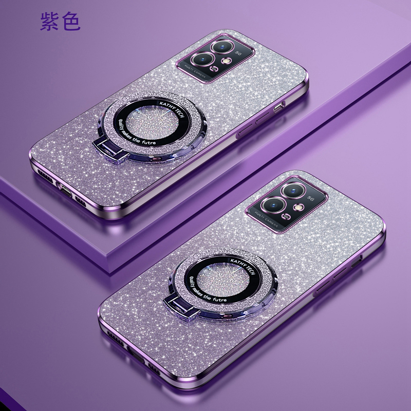 vivoY33s渐变闪粉手机壳高端时尚适用步步高Y33e高级感潮牌新款学生创意磁吸支架超薄软壳简约电镀防摔保护套