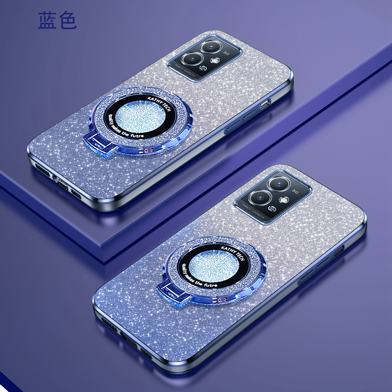 vivoY33s渐变闪粉手机壳高端时尚适用步步高Y33e高级感潮牌新款学生创意磁吸支架超薄软壳简约电镀防摔保护套