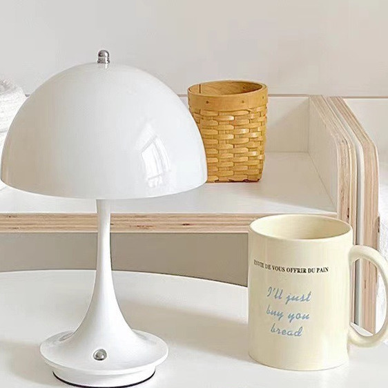 充电蘑菇台灯充电蘑菇台灯卧室床头灯氛围感小夜灯充电款台灯 - 图2