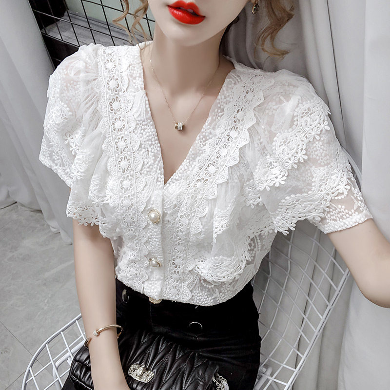 泡泡袖雪纺设计感小众2020夏季衬衫 慕可蝶衬衫