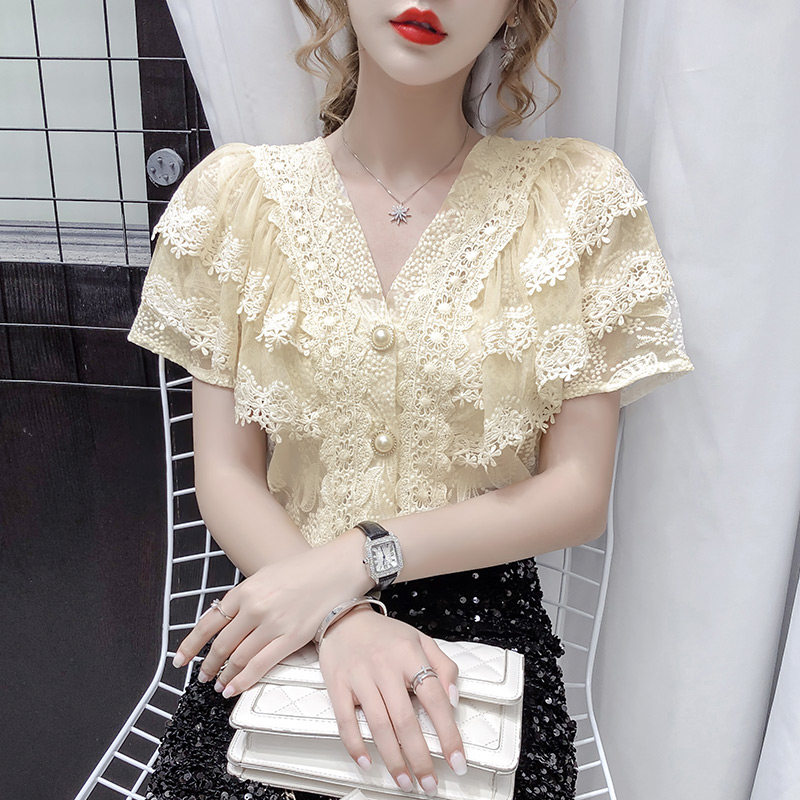 泡泡袖雪纺设计感小众2020夏季衬衫 慕可蝶衬衫