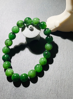 和田玉碧玉手链俄罗斯天然绿碧玉手串玉石手串圆珠玉手链男女款