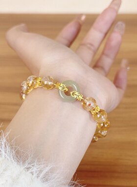 普陀山文创黄水晶手串增强财富运势如意平安扣幸福蛇年大吉招桃花