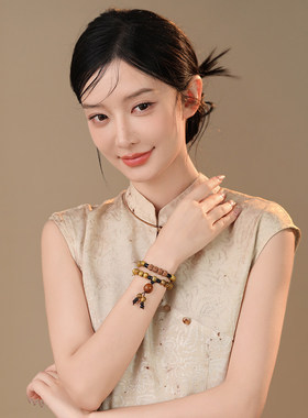 普陀山招财转运诸事顺利八方来财多圈叠戴佛绿檀木手串生日送礼