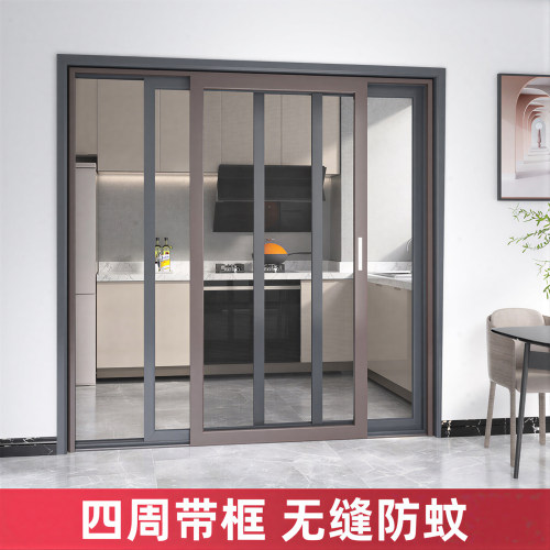 金刚网纱门防盗门纱窗门推拉式阳台铝合金防蚊金钢砂大门沙门带锁 - 图1