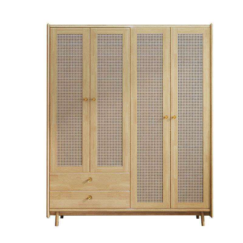 北欧藤编实木原木衣柜日式简约收纳大衣橱小户型家用卧室藤编衣柜 - 图3