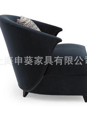 美式乡村现代风布艺轻奢单人沙发创意简约会客沙发客厅别墅样板房