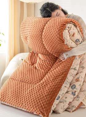 新款豆豆绒春秋被加厚冬被A类棉麻水洗四季家用宿舍保暖床品被子