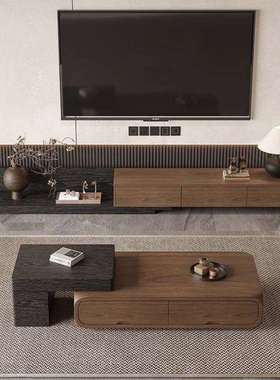 2025新款中古风复古茶几小户型正方形圆形现代家用客厅组合简约