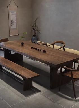 新中式实木大板茶桌椅组合简约现代家用茶台泡茶桌会议办公室桌子