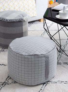 棉线编织色织翘腿脚凳家用坐墩套摩洛哥风复古地板坐垫加厚蒲团垫