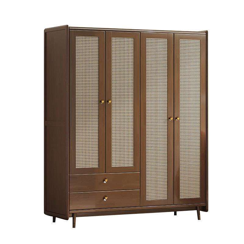 北欧藤编实木原木衣柜日式简约收纳大衣橱小户型家用卧室藤编衣柜 - 图2