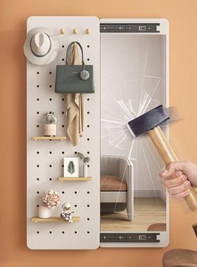 可关闭隐藏推拉镜子折叠挂墙全身穿衣可遮挡隐形壁挂式玄关试衣镜