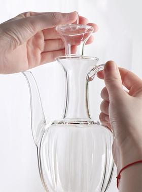 手工玻璃手执壶耐高温斗茶汤透明复古仿宋执壶贵妃泡茶壶