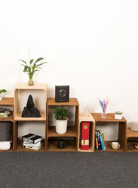 简易落地家用格子储物柜自由组合木框置物架窄缝书柜靠墙收纳