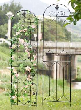 新款铁线莲月季爬藤架子花园栅栏花架蔷薇户外庭院铁艺栅栏花支架