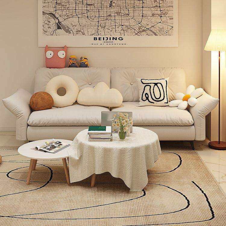 奶油风2025款猫抓皮布沙发现代简约小户型客厅折叠沙发出租屋舒适,淘宝优惠券,粉丝福利购,淘宝优惠卷