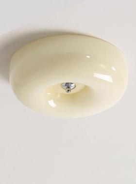 全光谱法式奶油风中古吸顶灯北欧简约美式卧室阳台过道玄关玻璃灯