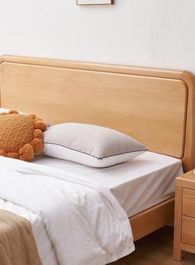 榉木床全实木床北欧原木风简约小户型单双人床主卧室大床儿童床