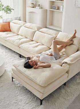 奶油风云朵沙发北欧客厅小户型布艺沙发贵妃现代简约直排帆船极简