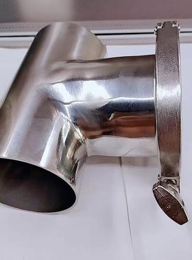 304不锈钢卫生级立式检查口焊接立式检修带口三通排水管道立减口