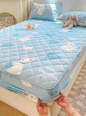 2025新款A类亲肤棉抗菌印花夹棉床笠全包裹床罩两件套三件套家用