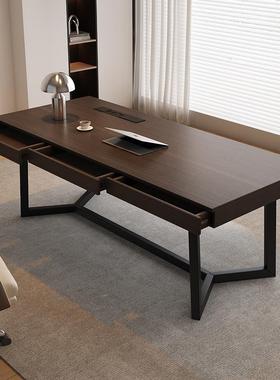 4I意式极简全实木书桌椅组合现代简约家用卧室书房写字台办公电脑