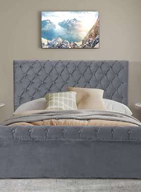 外贸工厂荷兰绒布艺床双人侧掀气动床双人雪橇床大尺寸