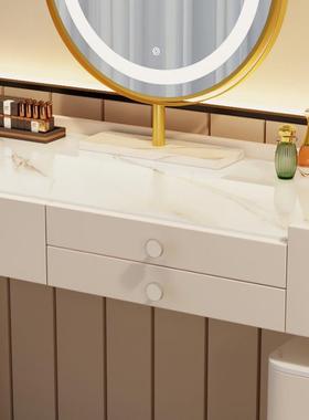 2023年实木岩板梳妆台卧室现代简约小户型迷你化妆桌收纳柜一体