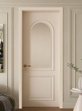 法式复古实木门烤漆卧室房间门室内平开门隔音拱形扣线木门家用门
