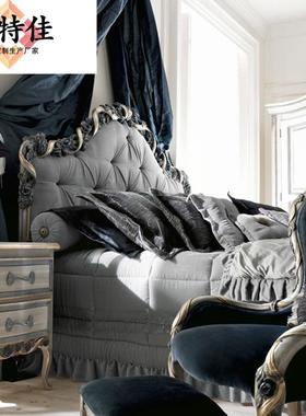 欧式床雕花实木大床双人床主卧奢华婚床加宽布艺床公主床床头柜床