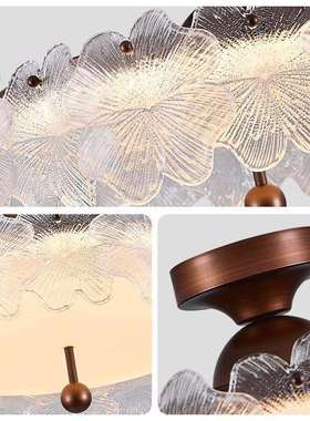 法式复古卧室吸顶灯中古风高级感花朵玻璃房间灯全光谱护眼书房灯