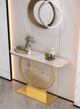 意式入户门轻奢岩板玄关条桌子铁艺靠墙超窄玄关台门厅玄关柜