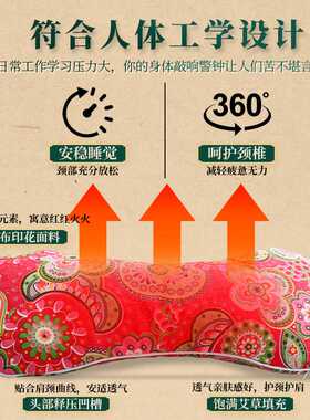 艾草骨头枕家用颈椎枕秋冬可控温艾草枕头可拆洗护颈枕粗布艾灸枕