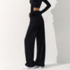 Women's Nude High Waisted Wide Leg Sports Pants Breathable Drape